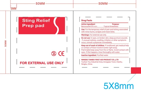 Sting Relief Prep Pad packaging