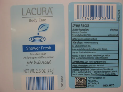Lacura Invisible Solid Shower Freshanti-perspirant deodorant packaging