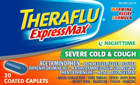 Theraflu ExpressMax Nighttime Severe Cold and Cough packaging