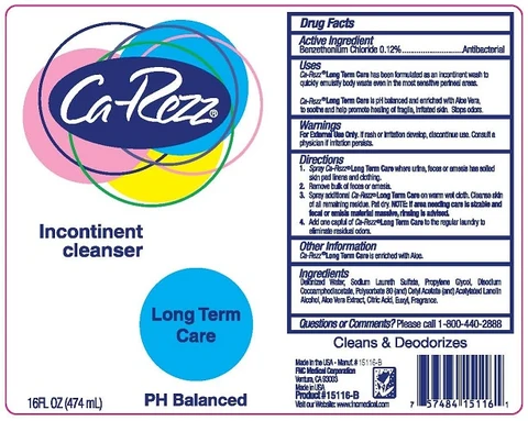 CA-REZZ - LONG TERM CARE - INCONTINENT CLEANSER packaging