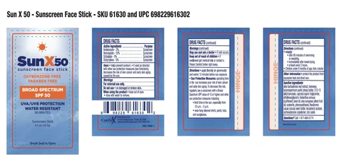 CoreTex Sun X 50 Sunscreen Face Stick 포장