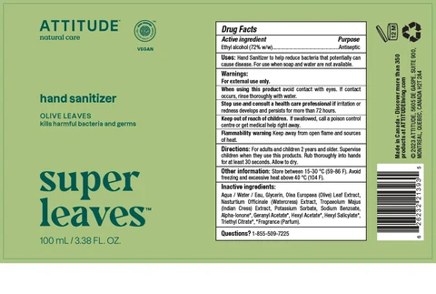 ATTITUDE Super Leaves Hand Sanitizer Olive Leaves 포장