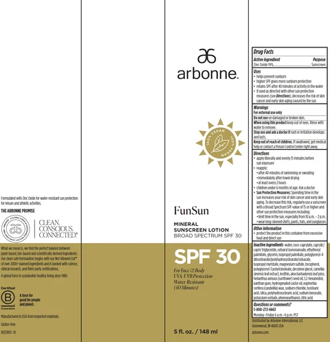 Arbonne FunSun Mineral Sunscreen Broad Spectrum SPF 30 포장