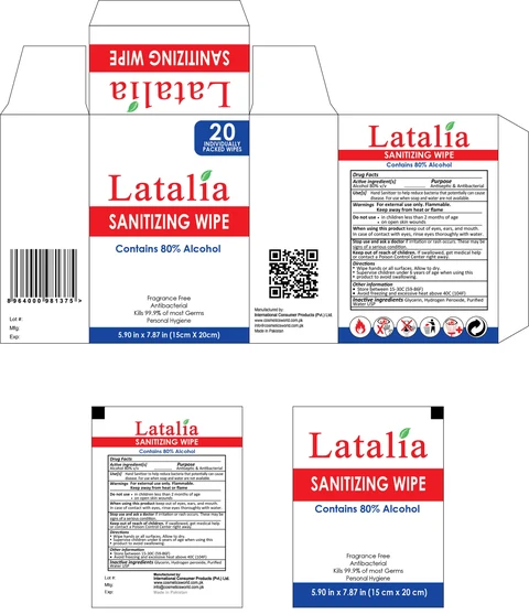 Latalia Sanitizing Wipe packaging