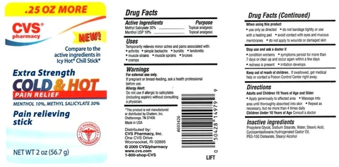CVS Cold and HotPain Relieving Stick packaging