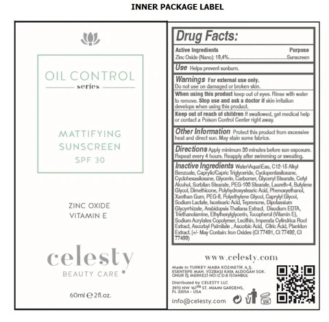 Celestyoil CONTROL Series MATTIFYING SUNSCREEN SPF 30 포장