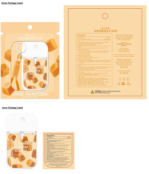 BCBG GENERATION Hand Sanitizer CARAMEL DREAM SCENT 포장