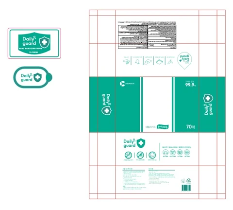 Daily guard HAND SANITIZING WIPES 포장