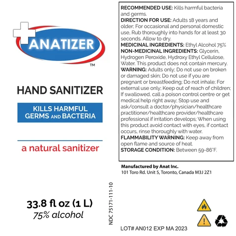 Anatizer Gel 75% Ethanol 포장