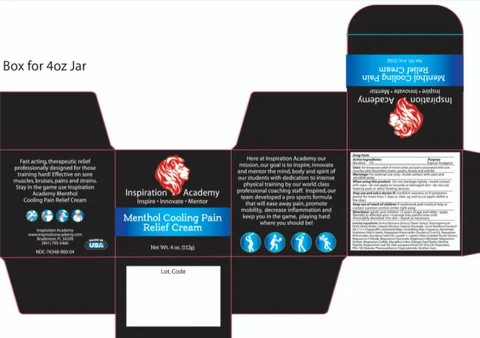 Inspiration Academy Menthol Cooling Pain Cream packaging