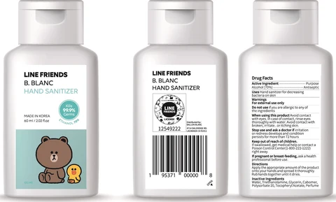 LINE FRIENDS B. BLANC HAND SANITIZER packaging