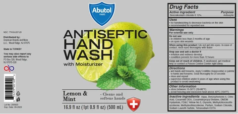 Abutol ANTISEPTIC HAND WASH Lemon and Mint packaging