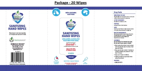 TRIPLE SHIELD SANITIZING HAND WIPES 포장