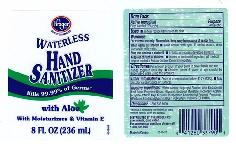 KROGERWATERLESS HAND SANITIZER WITH ALOE 포장