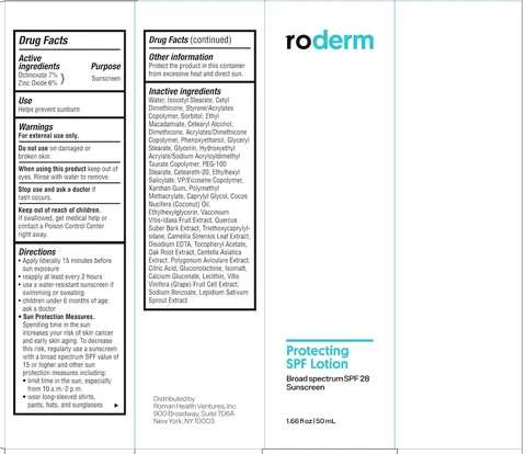 Roderm Protecting SPF 28 Sunscreen packaging