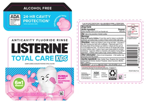 Listerine Total Care Kids Anticavity Fluoride Rinse Bubble Blast packaging