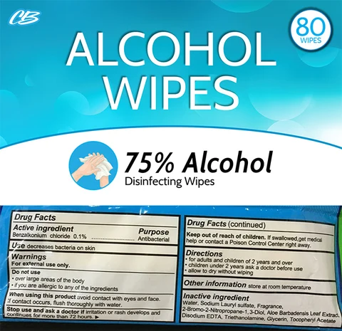 CB Alcohol Wipes packaging