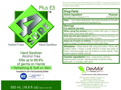 4 SURE Plus E3 Instant Foam Hand Sanitizer 포장