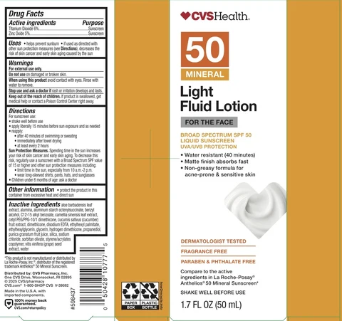 CVS SPF 50 Face Sunscreen 포장