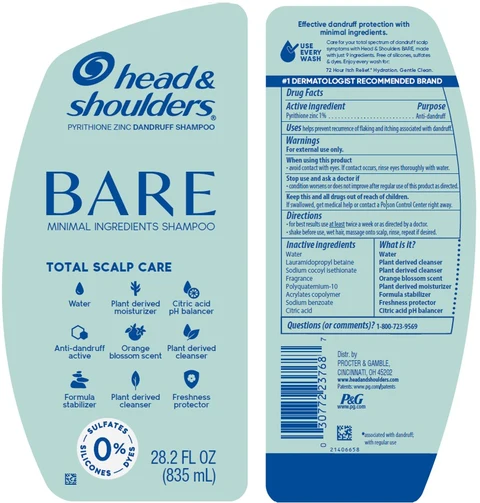 Head and Shoulders Bare Minimal Ingredients Total Scalp Care packaging