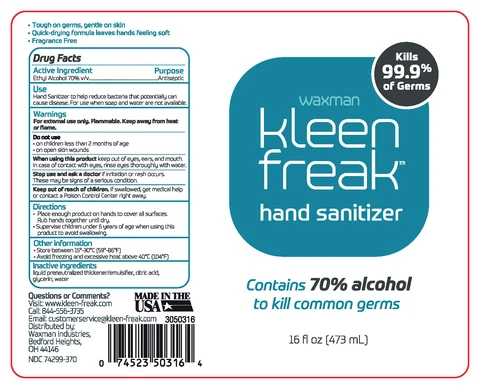 Waxman Kleen Freak Hand Sanitizer packaging