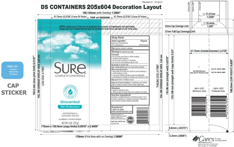 Sure Complete Confidence Antiperspirant Deodorant Aerosol, Unscented 포장
