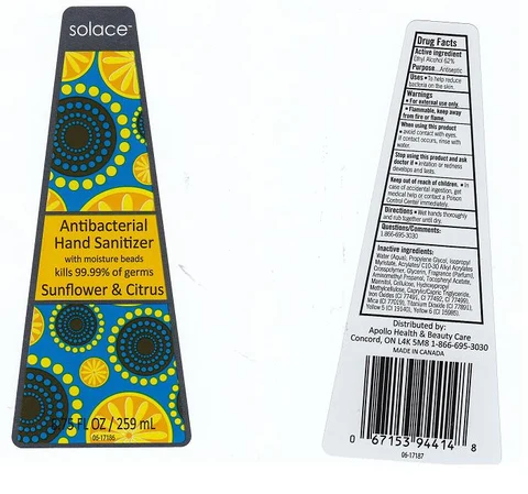 ANTIBACTERIAL HAND SANITIZERSUNFLOWER AND CITRUS 포장