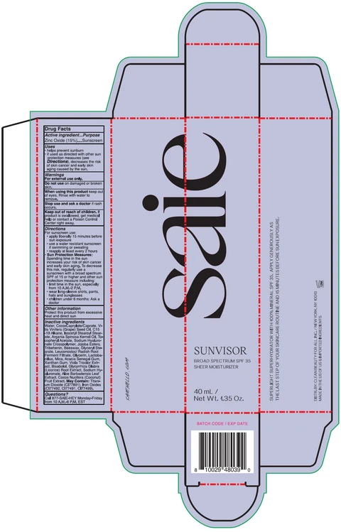 Saie Sunvisor Broad Spectrum SPF 35 Sheer Moisturizer 포장