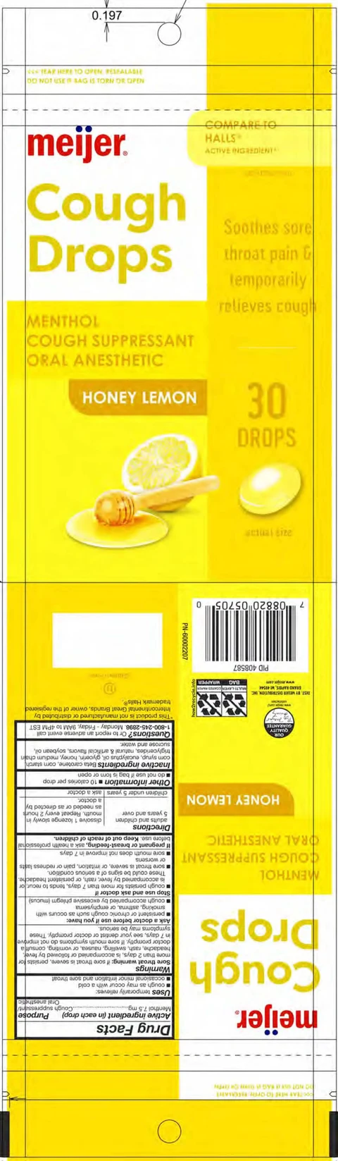 honey lemon cough drops packaging