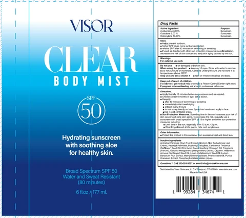 Visor Clear Body Mist Hydrating Sunscreen SPF 50 포장
