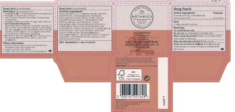 Botanics All Bright Hydrating Day Cream Sunscreen Broad Spectrum SPF 15 포장