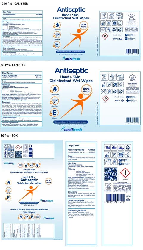 medifresh Antiseptic Hand and Skin Disinfectant Wet Wipes 포장