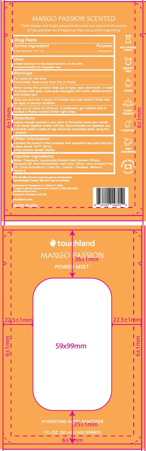 Touchland Power Mist Hydrating Hand Sanitizer Mango Passion 포장