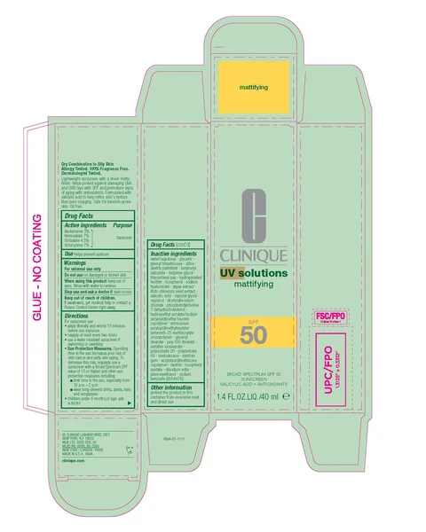 UV SOLUTIONS MATTIFYING BROAD SPECTRUM SPF 50 포장