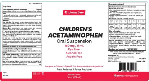 Llorens Care Children Acetaminophen packaging