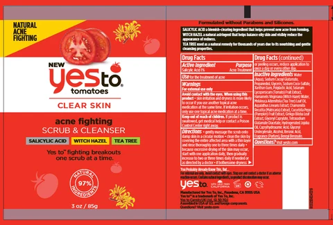 Yes To Tomatoes Acne Fighting Scrub and Cleanser packaging
