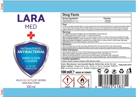 LARA MED Antibacterial Hand Skin Cleaner packaging