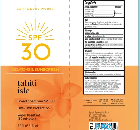 Bath and Body Works SPFTahiti Isle 포장