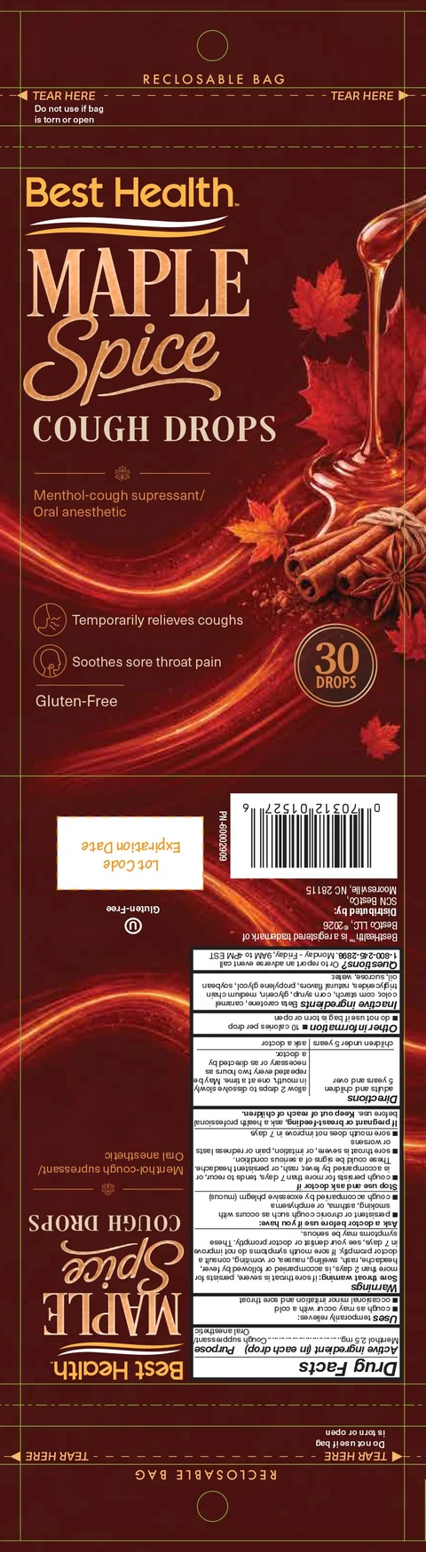 Best Health Maple Spice Cough Drops 포장