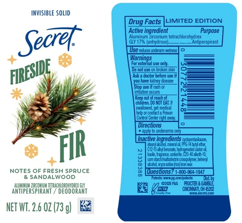 Secret Fireside Fir InvisibleAntiperspirant/Deodorant 포장