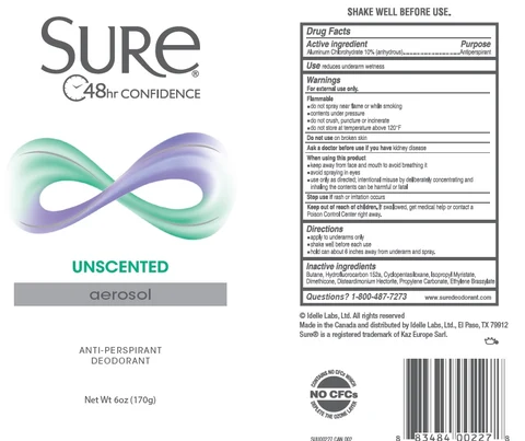 Sure Antiperspirant Deodorant Unscented 포장