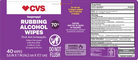 CVS Isopropyl Rubbing Alcohol Wipes 포장