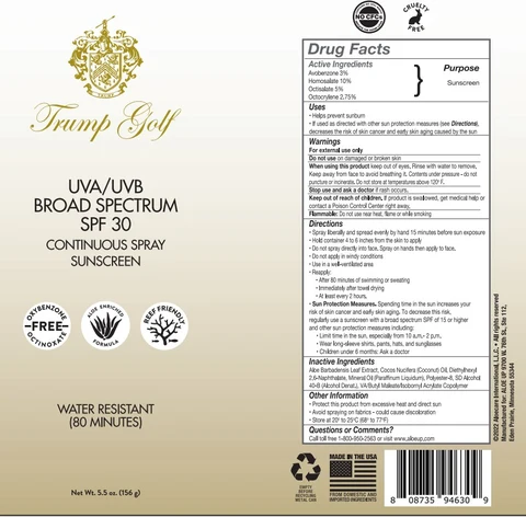 Trump GolfBroad Spectrum SPF 30 Sunscreen 포장