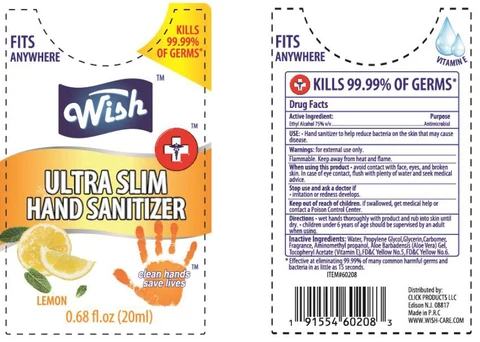 Wish Ultra Slim hand sanitizer packaging