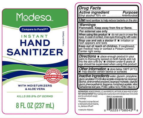 Hand Sanitizer with Moisturizers and Aloe VeraModesa packaging