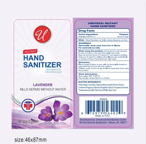 Instant Hand Sanitizer Lavender packaging