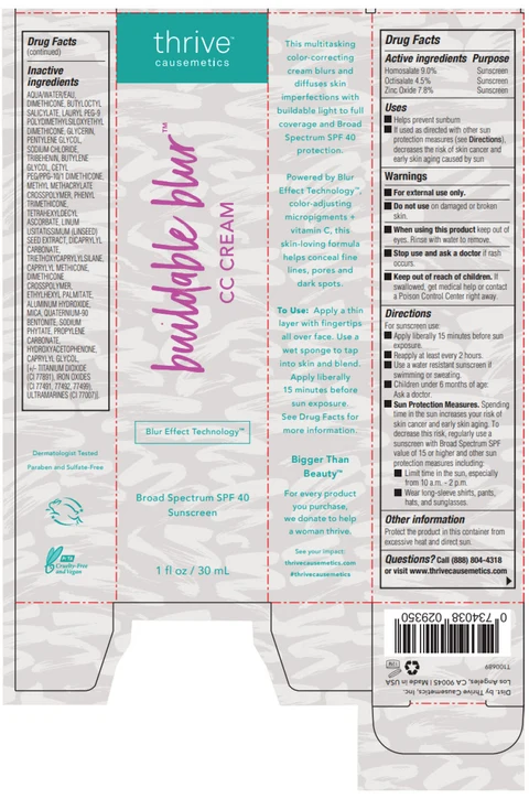 Buildable Blur CC Broad Spectrum SPF 40 Sunscreen packaging