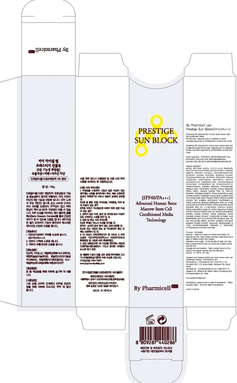 By Pharmicell Lab Prestige Sun BlockSPF40 PA PLUS PLUS PLUS packaging