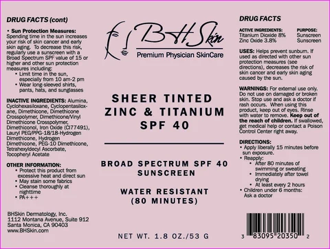 BHSkin Sheer Tinted Zinc and Titanium SPF 40 포장