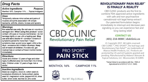 CBD Clinic Pro Sport - Pain Stick packaging